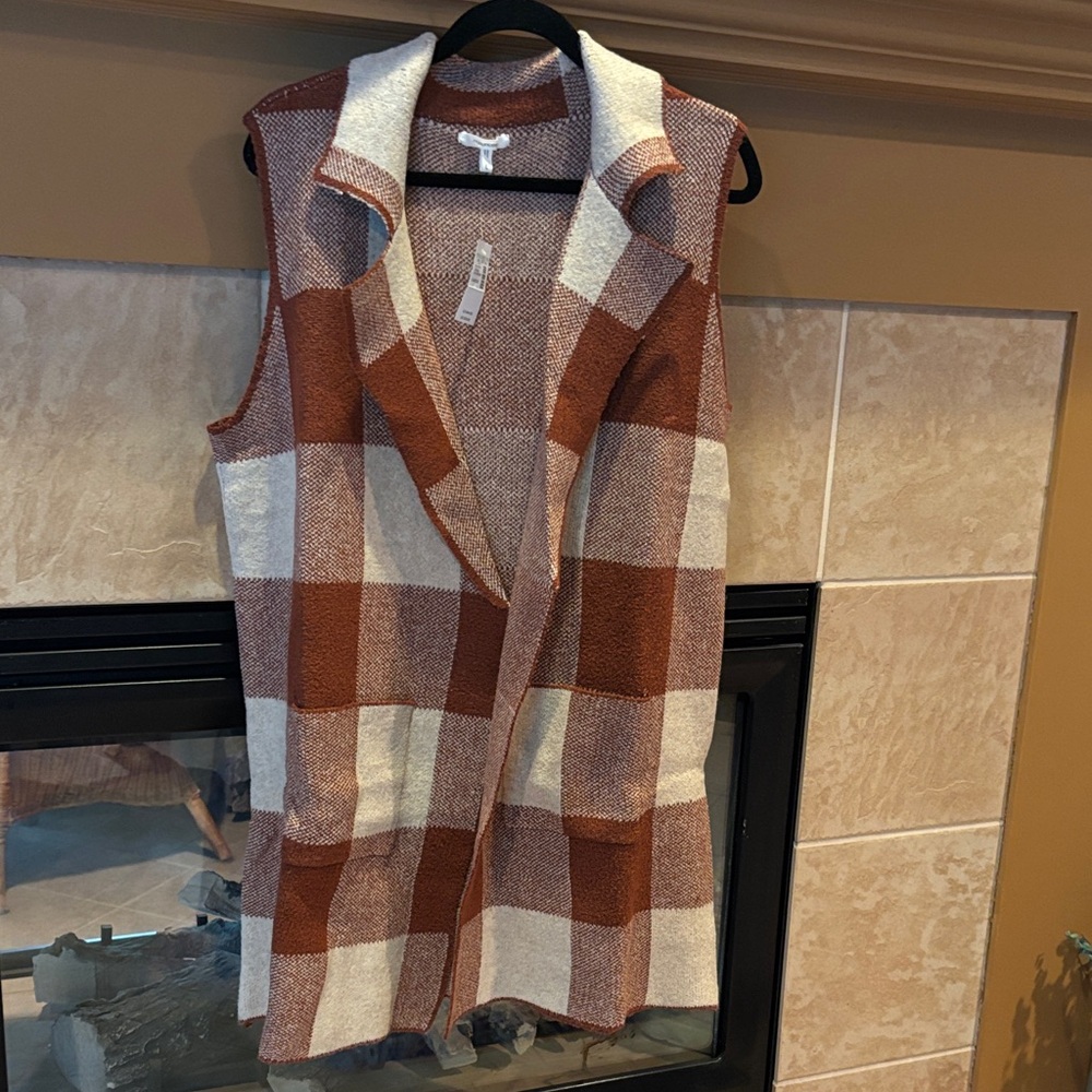 Maurices Brown and Cream Plaid Cardigan